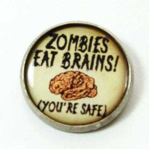Zombies Eat Brains Pin - Kelly's Handmade
