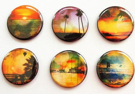 Sunset Set of Six Magnets - Kelly's Handmade