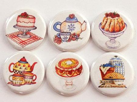 Tea Time Set Of Six Magnets - Kelly's Handmade
