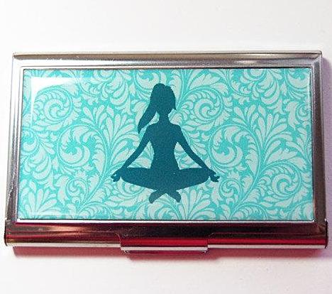 Yoga Damask Business Card Case - Kelly's Handmade