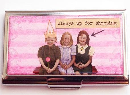 Always Up For Shopping Business Card Case - Kelly's Handmade