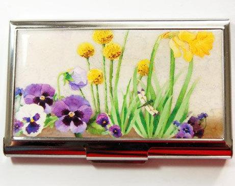 Pansy & Daffodil Business Card Case #2 - Kelly's Handmade