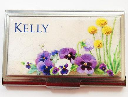 Pansy & Daffodil Business Card Case #1 - Kelly's Handmade