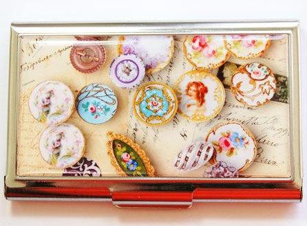 Vintage Buttons Sewing Needle Case - Kelly's Handmade