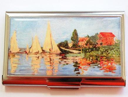 Monet's Regatta at Argenteuil Business Card Case - Kelly's Handmade