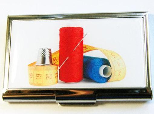 Spools of Thread Sewing Needle Case in Red Blue & Yellow - Kelly's Handmade