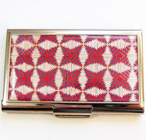 Patchwork Quilt Sewing Needle Case in Red & Blue - Kelly's Handmade