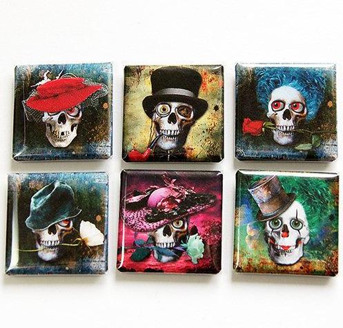 Skull Square Set Of Magnets - Kelly's Handmade