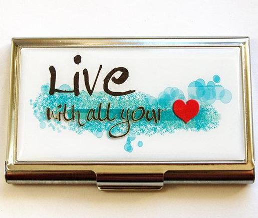 Live With All Your Heart Business Card Case - Kelly's Handmade