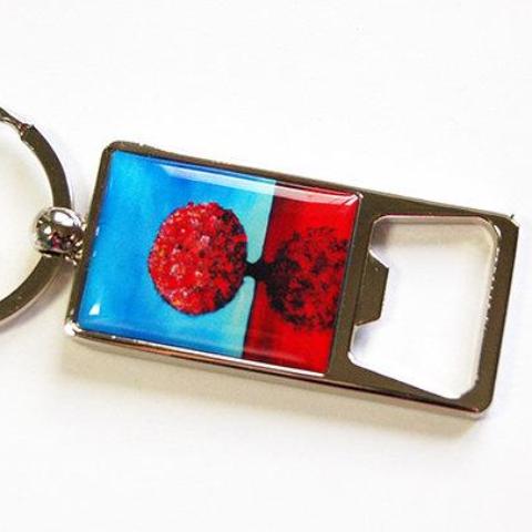 Abstract Trees Keychain Bottle Opener in Blue & Red - Kelly's Handmade