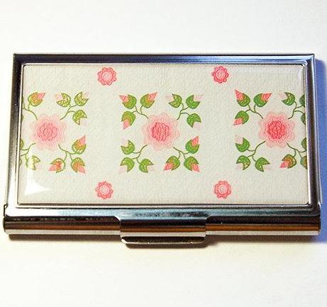 Floral Quilt Sewing Needle Case in Pink & Green - Kelly's Handmade