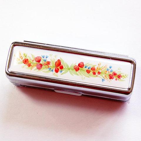 Floral Lipstick Case in Red & Green - Kelly's Handmade