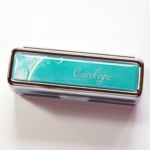 Personalized Lipstick Case in Blue & White - Kelly's Handmade