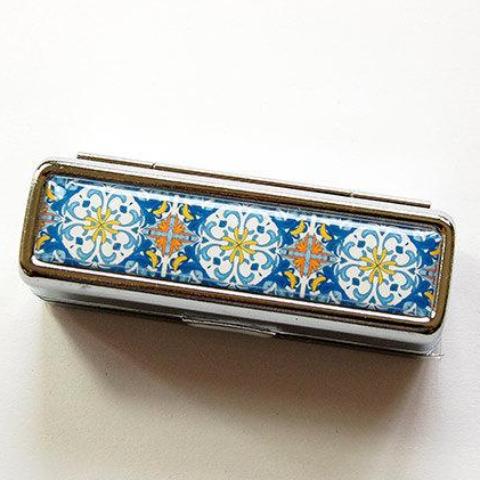 Morrocan Tile Design Lipstick Case in Blue - Kelly's Handmade