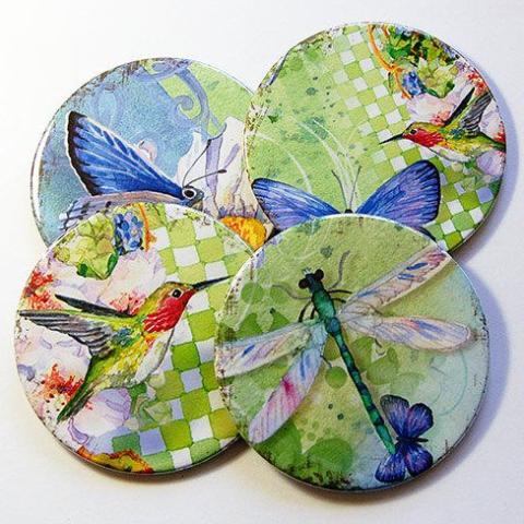 Butterfly, Hummingbird & Dragonfly Coasters - Kelly's Handmade