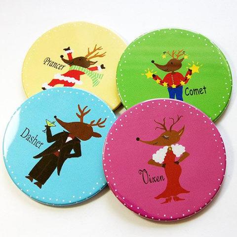 Christmas Reindeer Coasters Set 2 - Kelly's Handmade