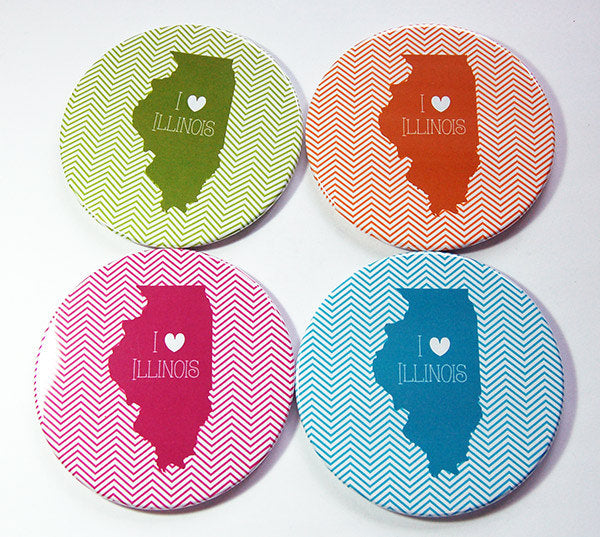 I Love Illinois Coasters - Kelly's Handmade