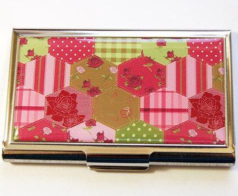 Patchwork Roses Sewing Needle Case in Pink & Green - Kelly's Handmade