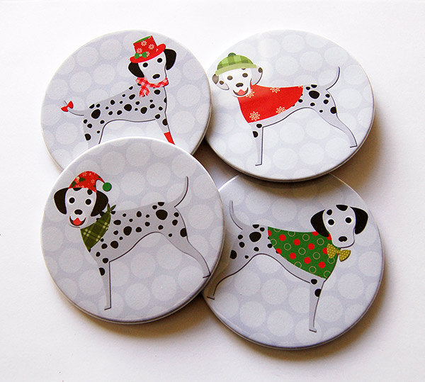 Christmas Dalmatian Coasters - Kelly's Handmade