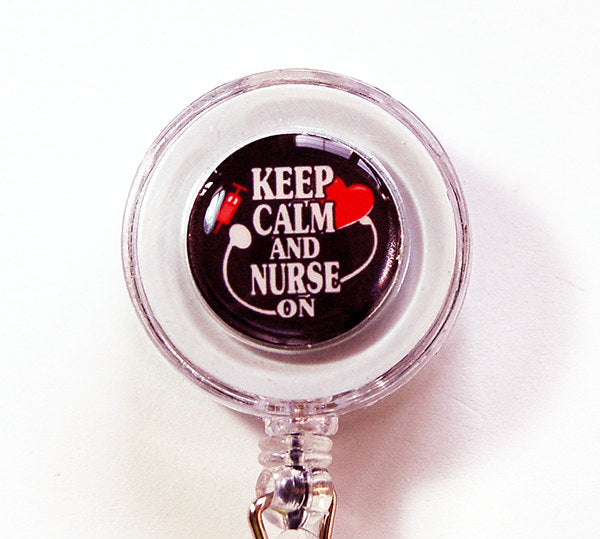 Keep Calm Nurse On ID Badge Reel - Kelly's Handmade