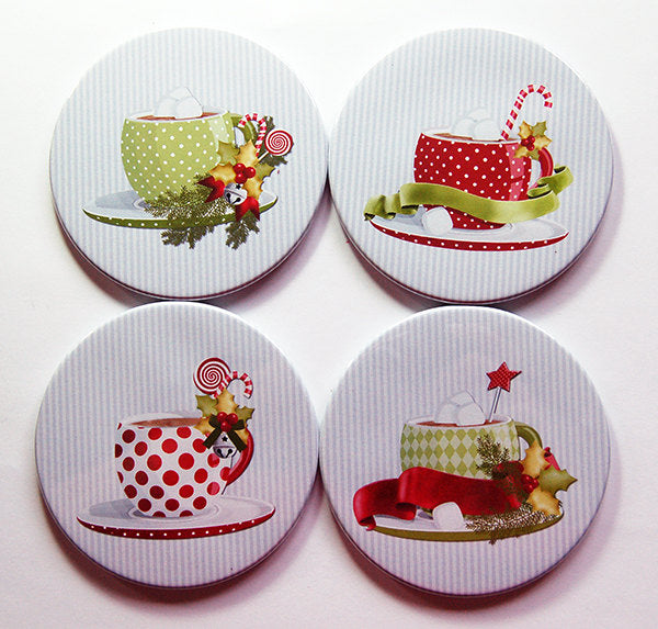 Christmas Coffee Coasters in Red & Green - Kelly's Handmade