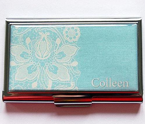 Lace Business Card Case in Blue - Kelly's Handmade