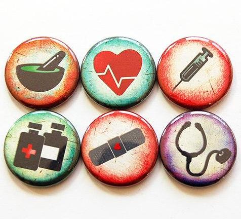 Medical Themed Set Of Six Magnets - Kelly's Handmade