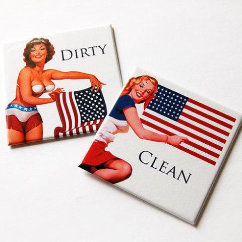 American Flag Pin-up Girl Clean & Dirty Dishwasher Magnets - Kelly's Handmade