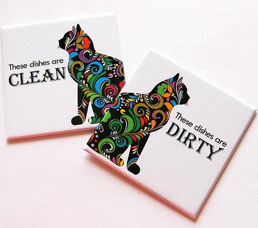 Cat Lover Clean & Dirty Dishwasher Magnets - Kelly's Handmade