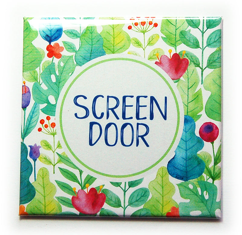 Floral Screen Door Warning Magnets in Blue & Green - Kelly's Handmade
