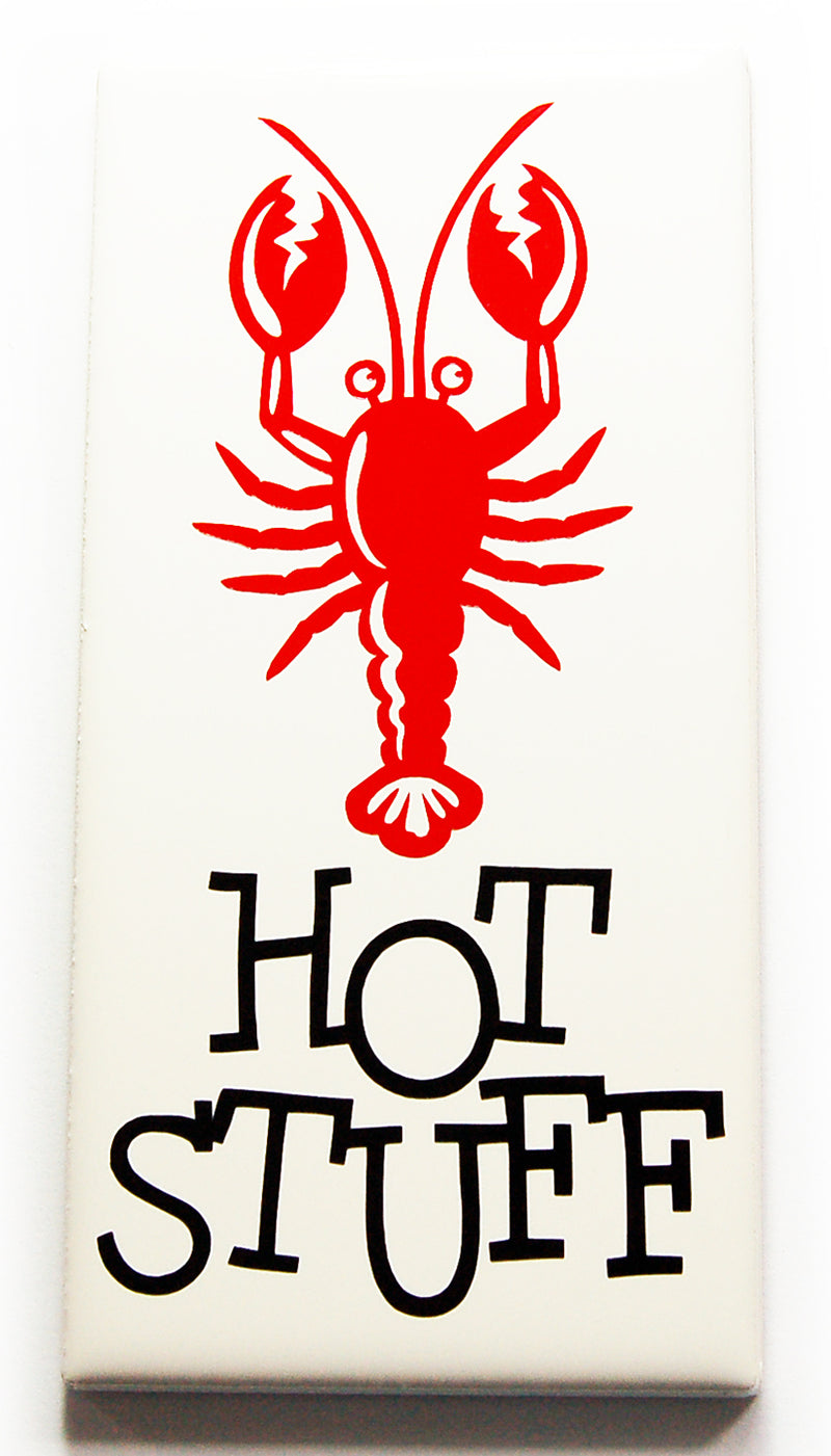 Lobster Hot Stuff Kitchen Sign In Red & White - Kelly's Handmade