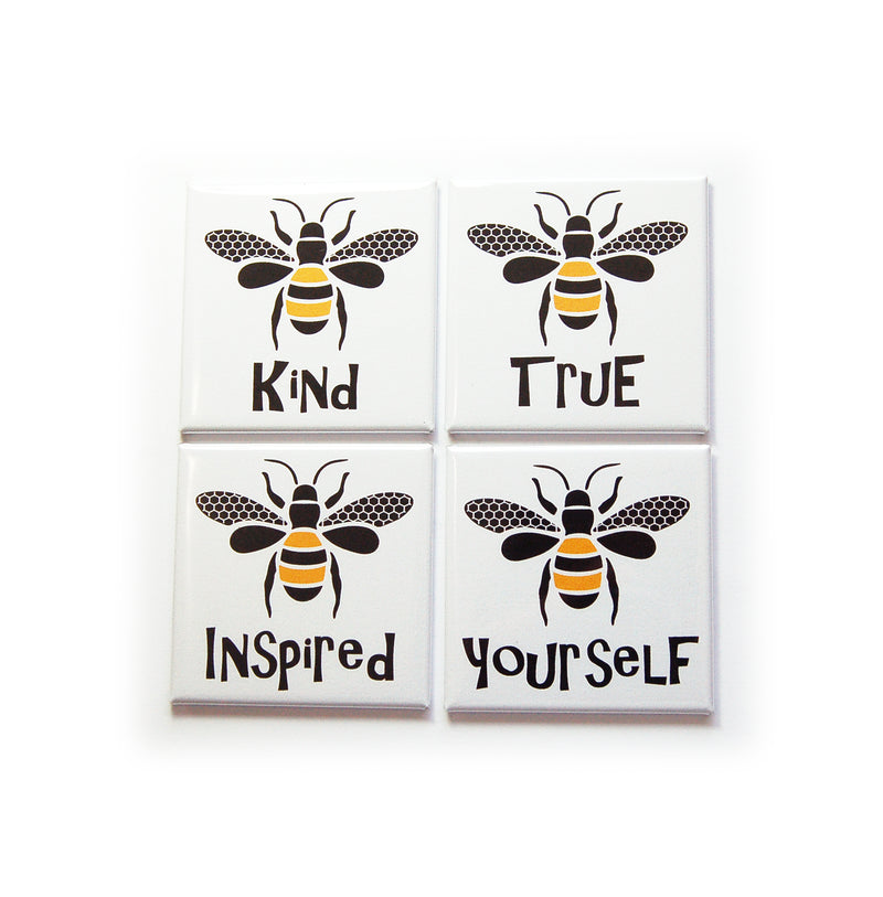 Bee Inspired Set of 4 Square Magnets - Kelly's Handmade