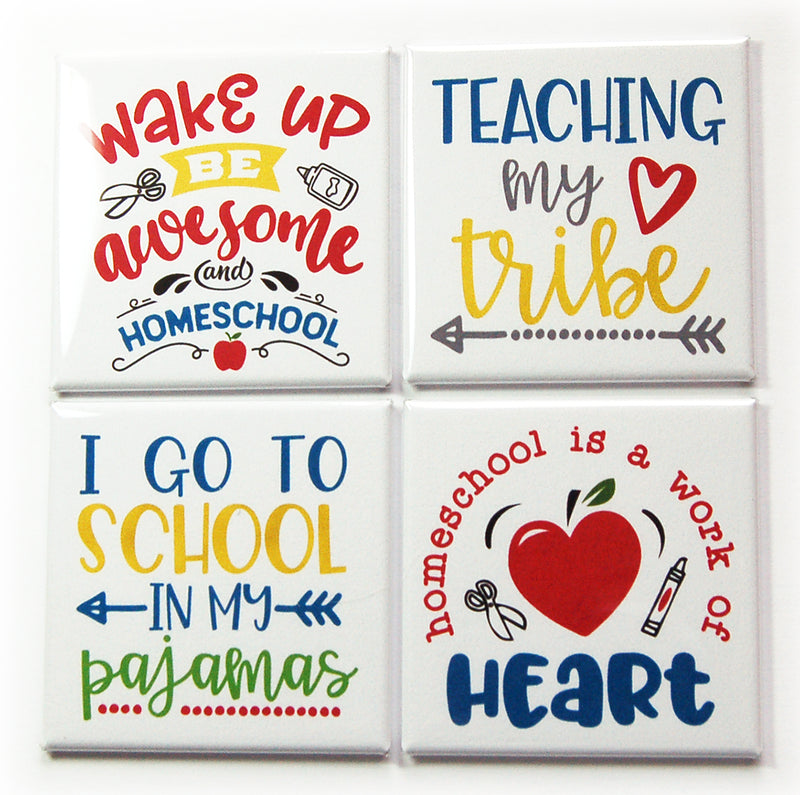 Homeschool Fun Set of 4 Magnets - Kelly's Handmade