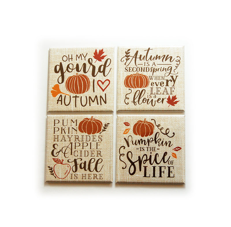 I Love Autumn Set of 4 Square Magnets - Kelly's Handmade