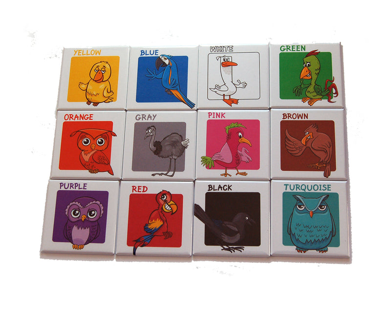 Learning Colors - Birds Set of Twelve Magnets - Kelly's Handmade