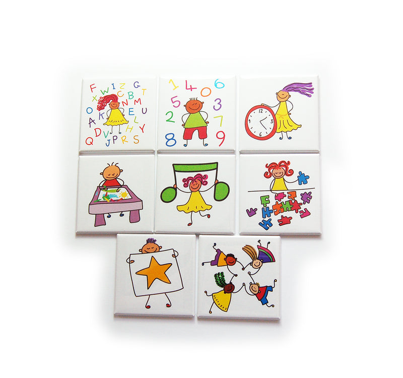 Preschool & Homeschool - Set of Nine Magnets - Kelly's Handmade