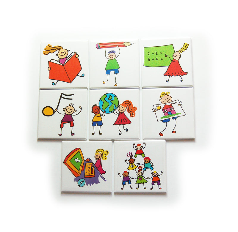 Elementary Homeschool - Set of Nine Magnets - Kelly's Handmade