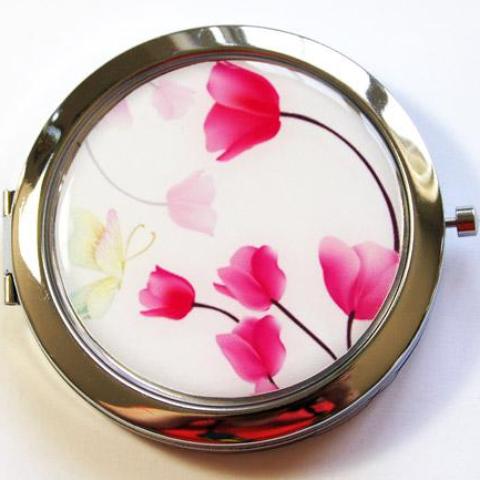 Tulip Compact Mirror in Pink - Kelly's Handmade