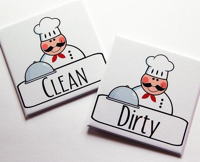 Chef Clean & Dirty Dishwasher Magnets - Kelly's Handmade