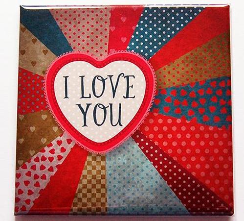 I Love You Patchwork Heart Magnet - Kelly's Handmade