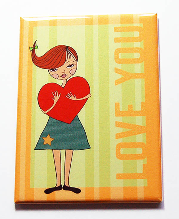 Love You Orange & Green Magnet - Kelly's Handmade