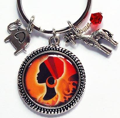 African Woman Profile Keychain - Kelly's Handmade