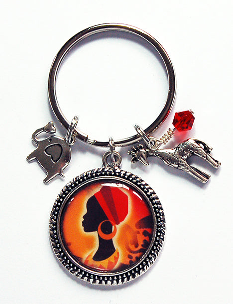 African Woman Profile Keychain - Kelly's Handmade