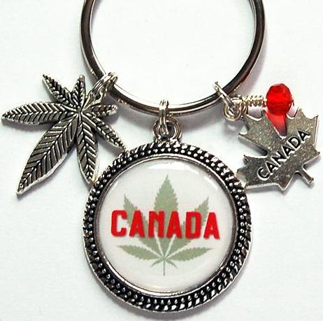 Canada Maple Leaf Marijuana Keychain - Kelly's Handmade