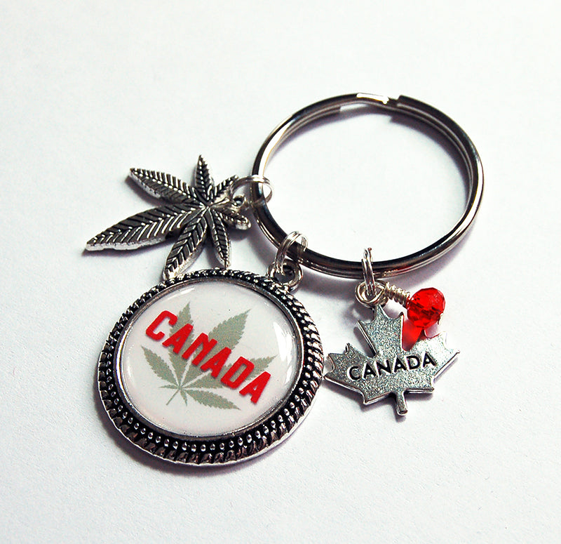 Canada Maple Leaf Marijuana Keychain - Kelly's Handmade