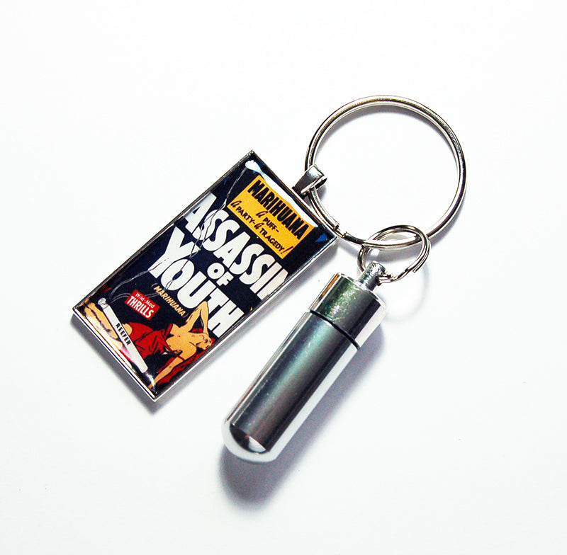 Assassin of Youth Keychain with Pill Container - Kelly's Handmade