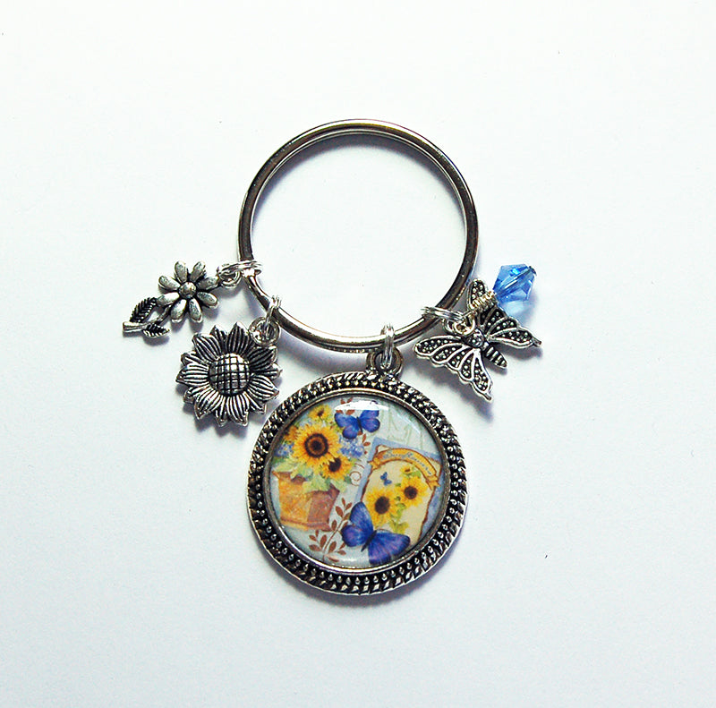 Butterfly & Sunflower Keychain - Kelly's Handmade