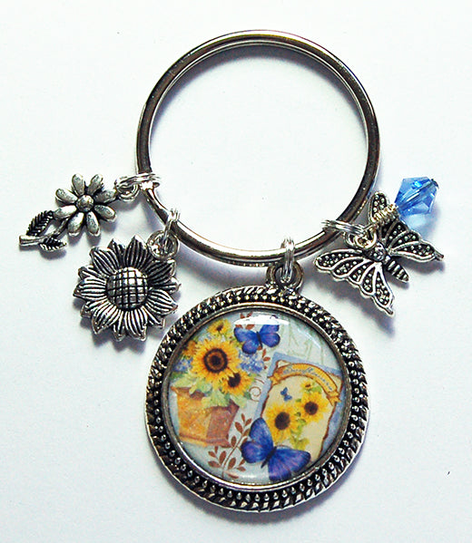 Butterfly & Sunflower Keychain - Kelly's Handmade