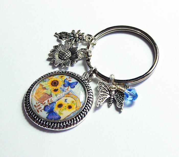 Butterfly & Sunflower Keychain - Kelly's Handmade