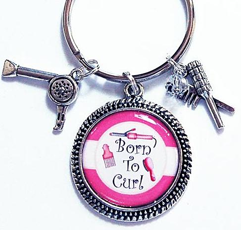 Born To Curl Hairstylist Keychain - Kelly's Handmade